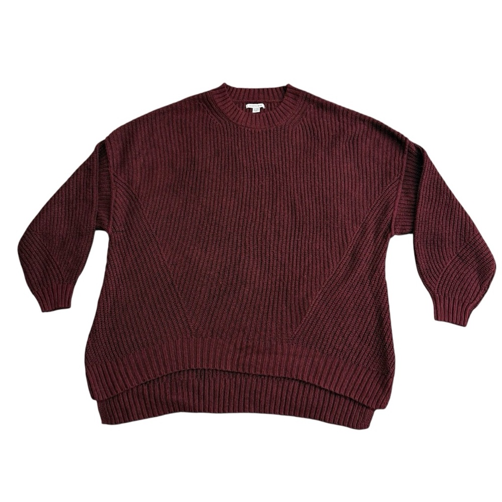 American Eagle Balloon Sleeve Pullover Sweater Womens XL Burgundy Crew Neck